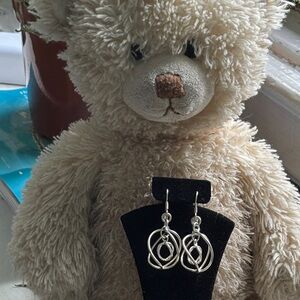 SS Wire Wrapped Dangling Earrings Handcrafted In Mexico